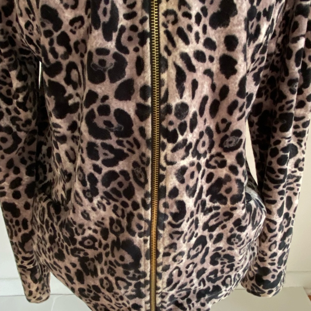 Jones NY Sport Women's Animal Print (Leopard) 100% Cotton Zip Jacket Size Medium - Picture 6 of 16
